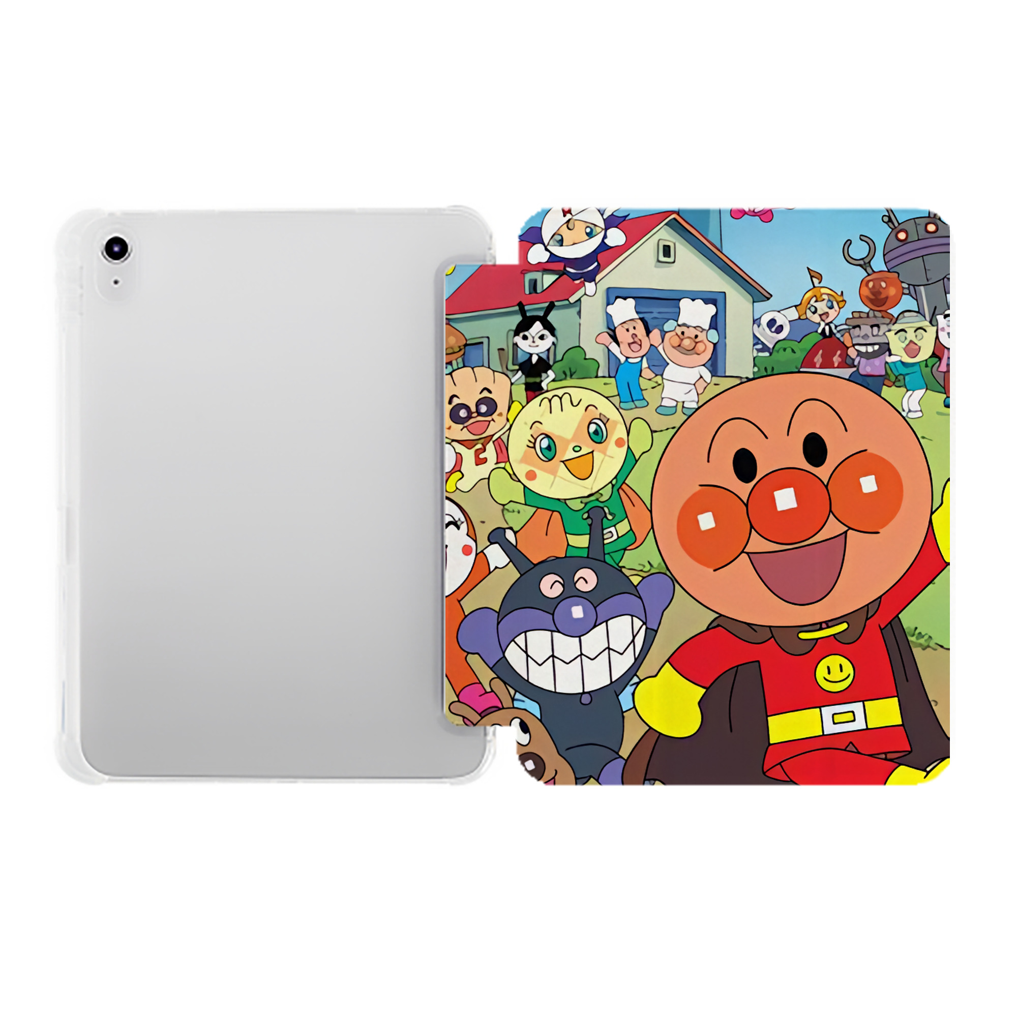 （画像用） アンパンマン Anpanman IPad ケース ペン収納付き 三つ折りスタンド PUレザー×シリコン 対応機種9.5/10.5/10.9インチ